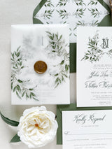 Greenery Floral Vellum Wrap Wedding Invitation Set