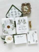 Greenery Floral Vellum Wrap Wedding Invitation Set