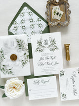 Greenery Floral Vellum Wrap Wedding Invitation Set