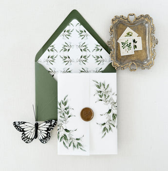 Elegant Greenery Floral Vellum Jacket for DIY Wedding Invitation