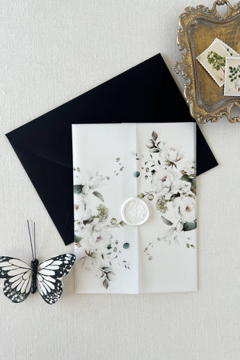 Romantic Floral Vellum Wrap for DIY Wedding Invitation