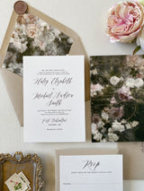 Vintage Floral Wedding Invitation with Vellum Wrap and Twine