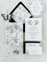 Wildflower Floral Vellum Wrap Wedding Invitation Set with Wax Seal