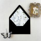 Elegant Dusty Blue Floral Wedding Invitation Vellum Wrap for DIY wedding