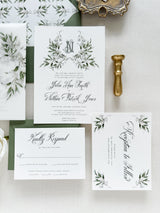 Greenery Floral Vellum Wrap Wedding Invitation Set