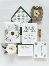 Greenery Floral Vellum Wrap Wedding Invitation Set