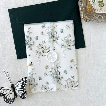 Elegant Wildflower Vellum Jacket for DIY Wedding Invitation