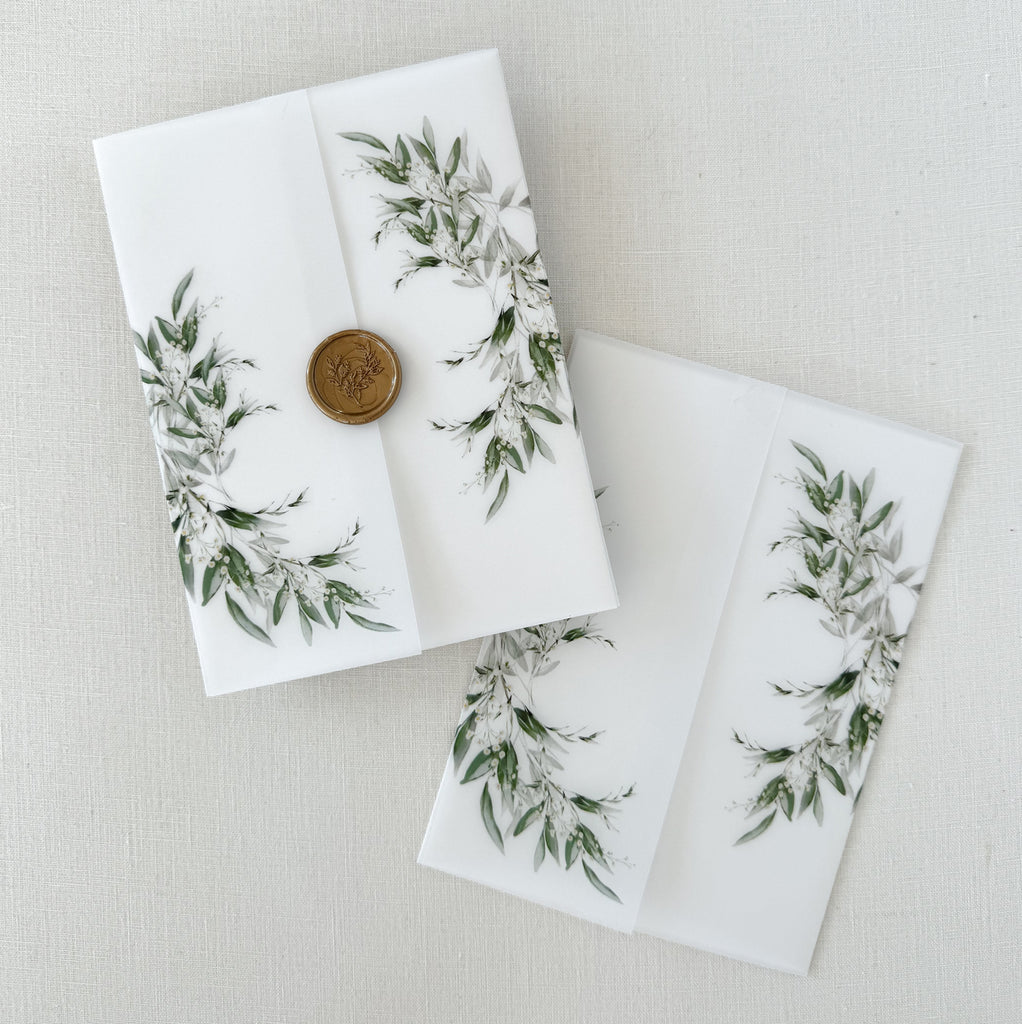 Elegant Greenery Floral Vellum Jacket for DIY Wedding Invitation