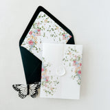Vellum Jacket Floral Blush Pink and Blue Vellum Wrap for 5 x 7 Wedding Invitation