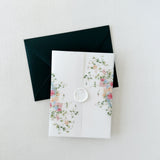 Vellum Jacket Floral Blush Pink and Blue Vellum Wrap for 5 x 7 Wedding Invitation