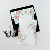 Vellum Jacket Floral Blush Pink and Blue Vellum Wrap for 5 x 7 Wedding Invitation