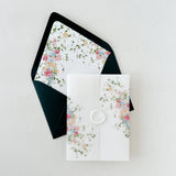 Vellum Jacket Floral Blush Pink and Blue Vellum Wrap for 5 x 7 Wedding Invitation
