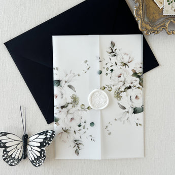 Romantic Floral Vellum Wrap for DIY Wedding Invitation