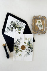 Rustic Greenery Wedding Invitation Vellum Wrap