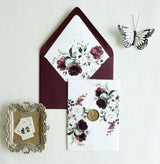 Burgundy, Blush Gold Wax Seal Vellum Wrap Jacket with Gold Wax Seal for DIY Wedding Invitation