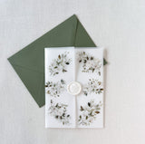 White Elegant Floral Vellum Wrap for DIY Wedding Invitation