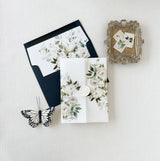 White Floral Vellum Wrap for DIY Wedding Invitation