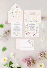 Elegant Blush Floral Wedding Invitation Set