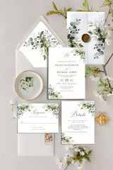 Rustic Greenery Wedding Invitation Set Download