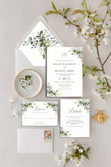 Rustic Greenery Wedding Invitation Set Download