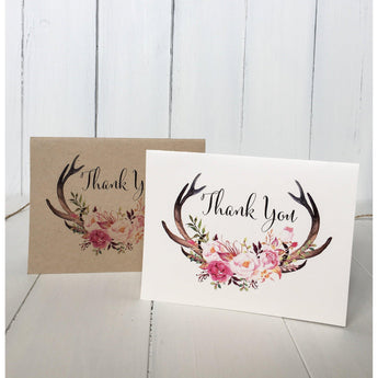 thank you card, boho wedding thank you card