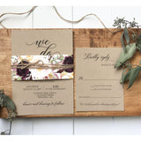 Rustic Floral Wine Wedding Invitation-Wedding Invitation Suite-Love of Creating Design Co.