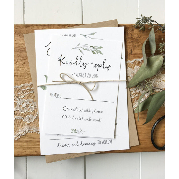 Rustic Wedding Invitation, Vintage Lace - Cotton Willow Design Co.