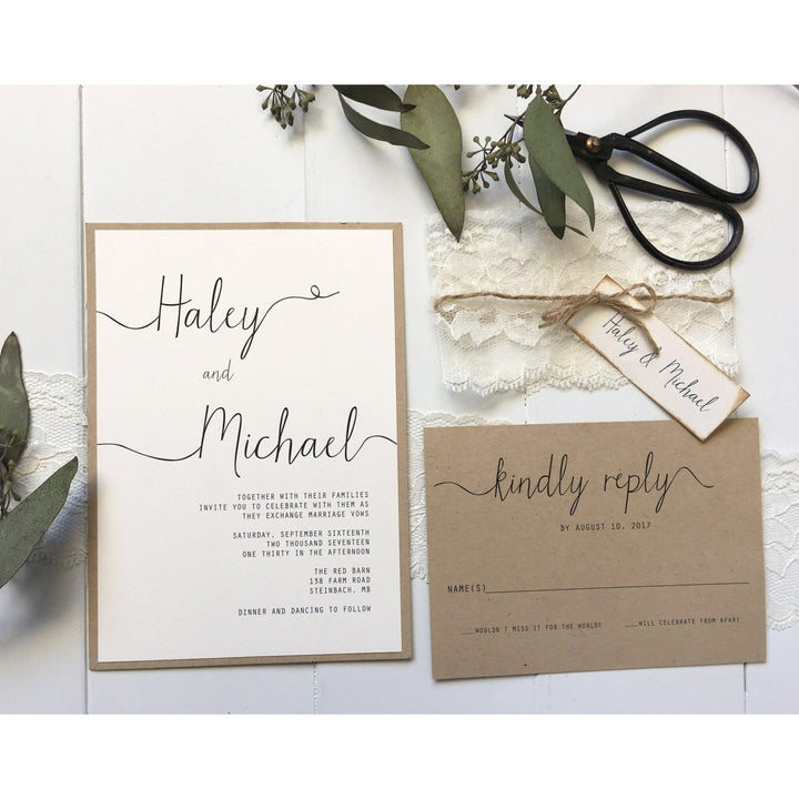 Rustic Wedding Invitation, Vintage Lace - Cotton Willow Design Co.