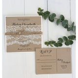 Rustic Kraft, Elegant Vintage Lace-Wedding Invitation Suite-Love of Creating Design Co.