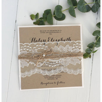Rustic Kraft, Elegant Vintage Lace-Wedding Invitation Suite-Love of Creating Design Co.