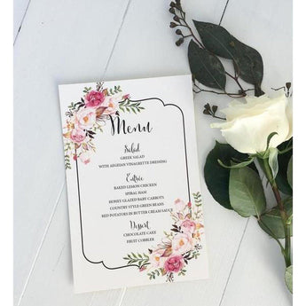 wedding menu, menu card, rustic, boho chic