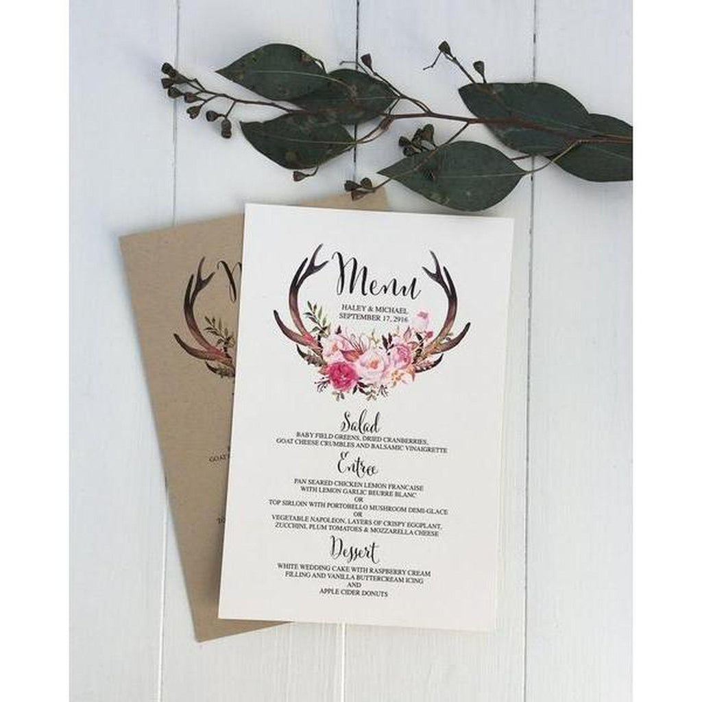 Boho Rustic Menu - Cotton Willow Design Co.