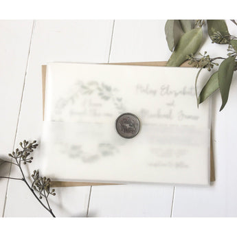 Vintage Greenery Wedding Invitation, wax seal-Wedding Invitation Suite-Love of Creating Design Co.