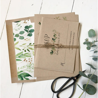 Modern Kraft, Greenery-Wedding Invitation Suite-Love of Creating Design Co.