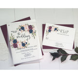 Vellum Wedding Invitation, Elegant Marsala and Navy-Wedding Invitation Suite-Love of Creating Design Co.