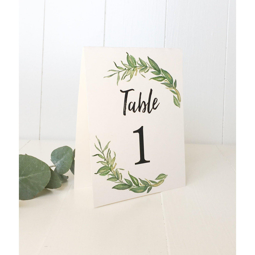 Modern Greenery Table numbers - Cotton Willow Design Co.