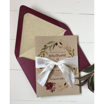 Rustic Marsala Elegant Wedding Invitation-Wedding Invitation Suite-Love of Creating Design Co.