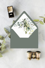 Rustic Greenery Botanical Vellum Invitation Jacket, Envelope liners