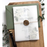 vellum rustic floral wedding invitation