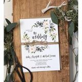 rustic dusty blue wedding invitation