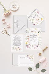Elegant Blush Floral Wedding Invitation Set