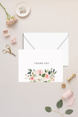 Blush Pink Floral Wedding Thank You Card