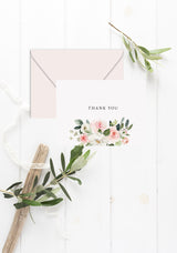Blush Pink Floral Wedding Thank You Card