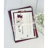 marsala wedding invitation, burgundy wedding invitation, floral wedding invitation