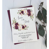 marsala floral save the date