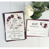 burgundy wedding invitation, marsala wedding invitations, lace wedding