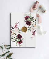 Burgundy Blush Floral Vellum Invitation Jacket, Envelope liners
