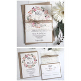 Blush Boho Floral, Rustic Wedding Invitation Set