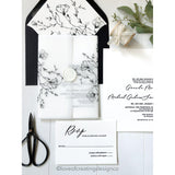 Classic Letterpress Wedding Invitation with Vellum Band