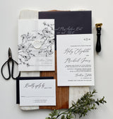 Elegant Botanical Vellum Wedding Invitation Suite